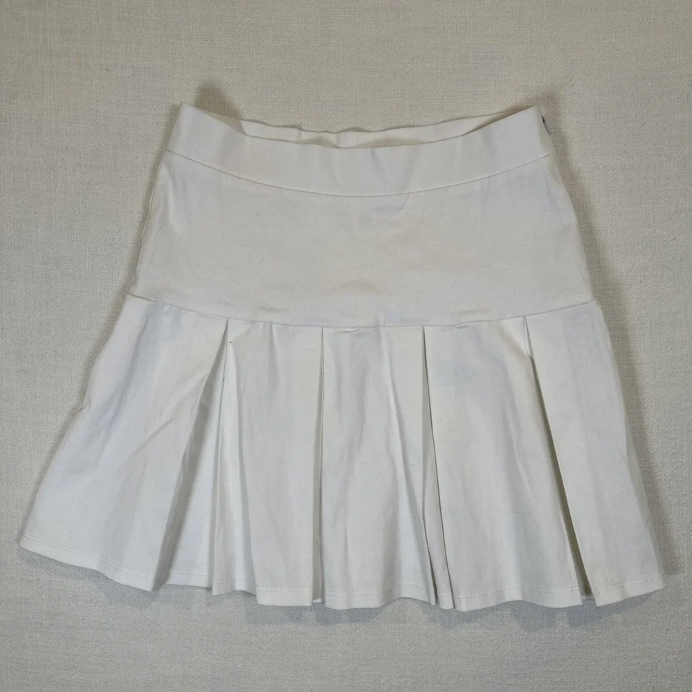 Full Tilt White Mini Skirt Flare Pleated Preppy Stretch Size Small - Picture 1 of 9